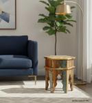 SOLID RECLAIMED TEAK WOOD END TABLE / NIGHTSTAND