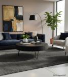 ROUND WOOD COFFEE TABLE W/ IRON LEGS