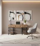 SOLID WOOD & IRON DESK W/ 3 DRAWERS & 4 SHELVES