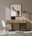 SOLID WOOD & IRON DESK W/ 3 DRAWERS & 4 SHELVES