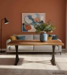LIVE EDGE SOLID SUAR WOOD TABLE W/ METAL BASE