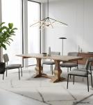 SOLID WOOD PEDESTAL EXTENSION DINING TABLE