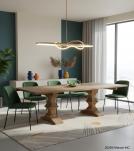 SOLID WOOD PEDESTAL EXTENSION DINING TABLE