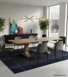 SOLID WOOD PEDESTAL EXTENSION DINING TABLE
