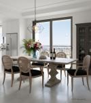 SOLID WOOD PEDESTAL EXTENSION DINING TABLE