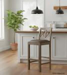 SOLID WOOD BAR STOOL W/ FULL HIDE LEATHER SEAT