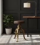 ADJUSTABLE HEIGHT IRON & LEATHER STOOL