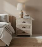 SOLID RECLAIMED TEAK WOOD END TABLE / NIGHTSTAND W/ 3 DRAWERS