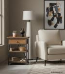 SOLID WOOD & IRON NIGHTSTAND / END TABLE