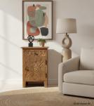 SOLID HAND CARVED WOOD NIGHTSTAND / END TABLE