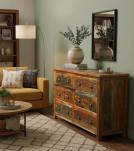 SOLID RECLAIMED TEAK WOOD 6 DRAWER DRESSER CHEST BUREAU SIDEBOARD