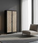 SOLID CARVED WOOD + METAL DOUBLE DOOR CABINET