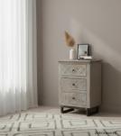 SOLID HAND CARVED WOOD 3 DRAWER NIGHTSTAND / END TABLE