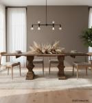 SOLID WOOD PEDESTAL EXTENSION DINING TABLE