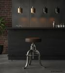 ADJUSTABLE HEIGHT IRON & LEATHER STOOL