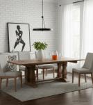 SOLID WOOD PEDESTAL EXTENSION DINING TABLE
