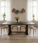 SOLID WOOD PEDESTAL EXTENSION DINING TABLE