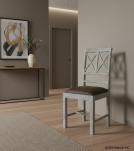 SOLID WOOD &  LEATHER CHAIR