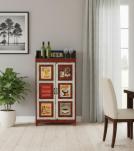 SOLID WOOD HAND PAINTED ADVERTISING 2 DOOR STORAGE CABINET