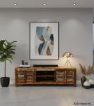 SOLID RECLAIMED TEAK WOOD MEDIA CABINET W/ 4 DOORS