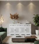 HAND CARVED WOOD 4 DOOR 3 DRAWER SIDEBOARD