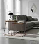 SET OF 2 SOLID WOOD & IRON END TABLES