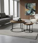 SET OF 2 SOLID WOOD & IRON END TABLES