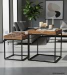 SET OF 2 WOOD & METAL SIDE TABLES