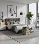 Canvas, Leather + Wood Storage Ottoman