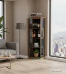 SOLID RECLAIMED WOOD & GLASS CORNER CABINET