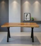 LIVE EDGE SOLID SUAR WOOD TABLE W/ METAL BASE 