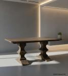 SOLID WOOD PEDESTAL DINING TABLE