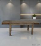 EXTENDABLE SOLID WOOD DINING TABLE W/ SELF-STORING EXTENSIONS