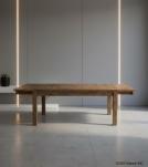 EXTENDABLE SOLID WOOD DINING TABLE W/ SELF-STORING EXTENSIONS