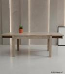 EXTENDABLE SOLID WOOD DINING TABLE W/ SELF-STORING EXTENSIONS
