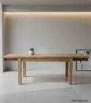 EXTENDABLE SOLID WOOD DINING TABLE W/ SELF-STORING EXTENSIONS