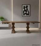 SOLID WOOD PEDESTAL EXTENSION DINING TABLE