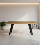 LIVE EDGE SOLID SUAR WOOD TABLE W/ METAL BASE