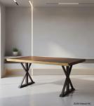 LIVE EDGE SOLID SUAR WOOD TABLE W/ METAL BASE