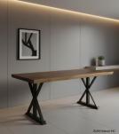 LIVE EDGE SOLID SUAR WOOD TABLE W/ METAL BASE