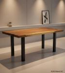 LIVE EDGE SOLID SUAR WOOD TABLE W/ METAL BASE