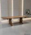 SOLID WOOD PEDESTAL EXTENSION DINING TABLE