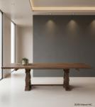 SOLID WOOD PEDESTAL EXTENSION DINING TABLE