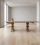 SOLID WOOD PEDESTAL EXTENSION DINING TABLE