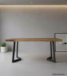 LIVE EDGE SOLID SUAR WOOD TABLE W/ METAL BASE