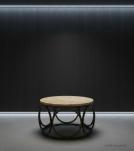 SOLID WOOD & IRON ROUND COFFEE TABLE