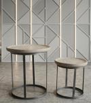 SET OF 2 STACKING SIDE TABLES WOOD & IRON