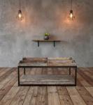 SOLID WOOD & IRON TRAY COFFEE TABLE