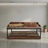 SOLID RECLAIMED TEAK TRAY COFFEE TABLE W/ IRON