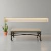 SOLID WOOD & IRON COFFEE TABLE ON WHEELS